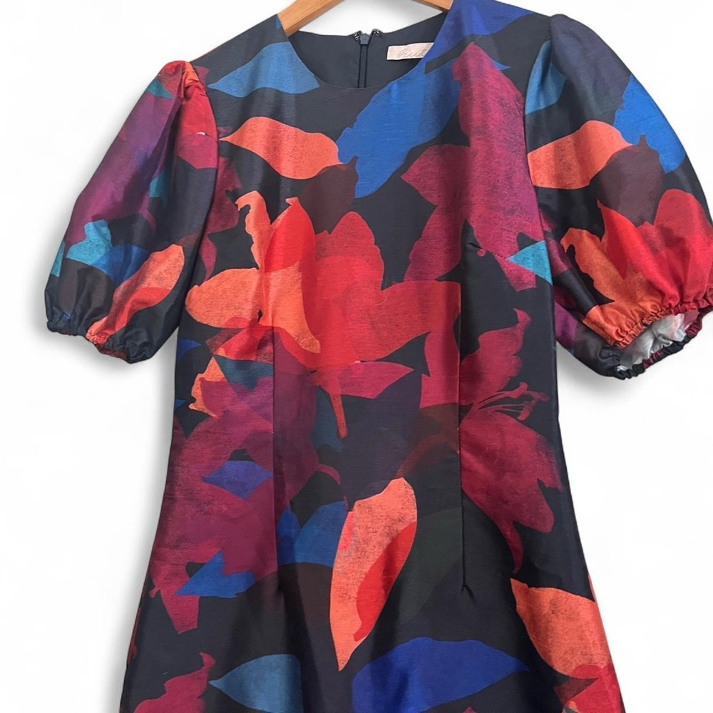 Hutch Rayan Puff Sleeve Ruffle Mini Shift Dress Floral Xs Cocktail Formal View 4